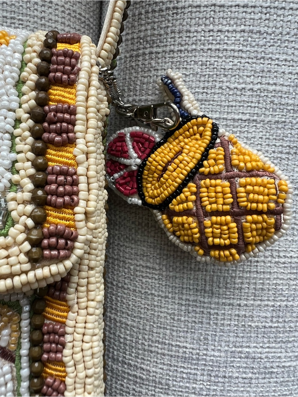 NWT Tropical Pineapple Drink Beaded Bag Handmade in India - Picture 5 of 9
